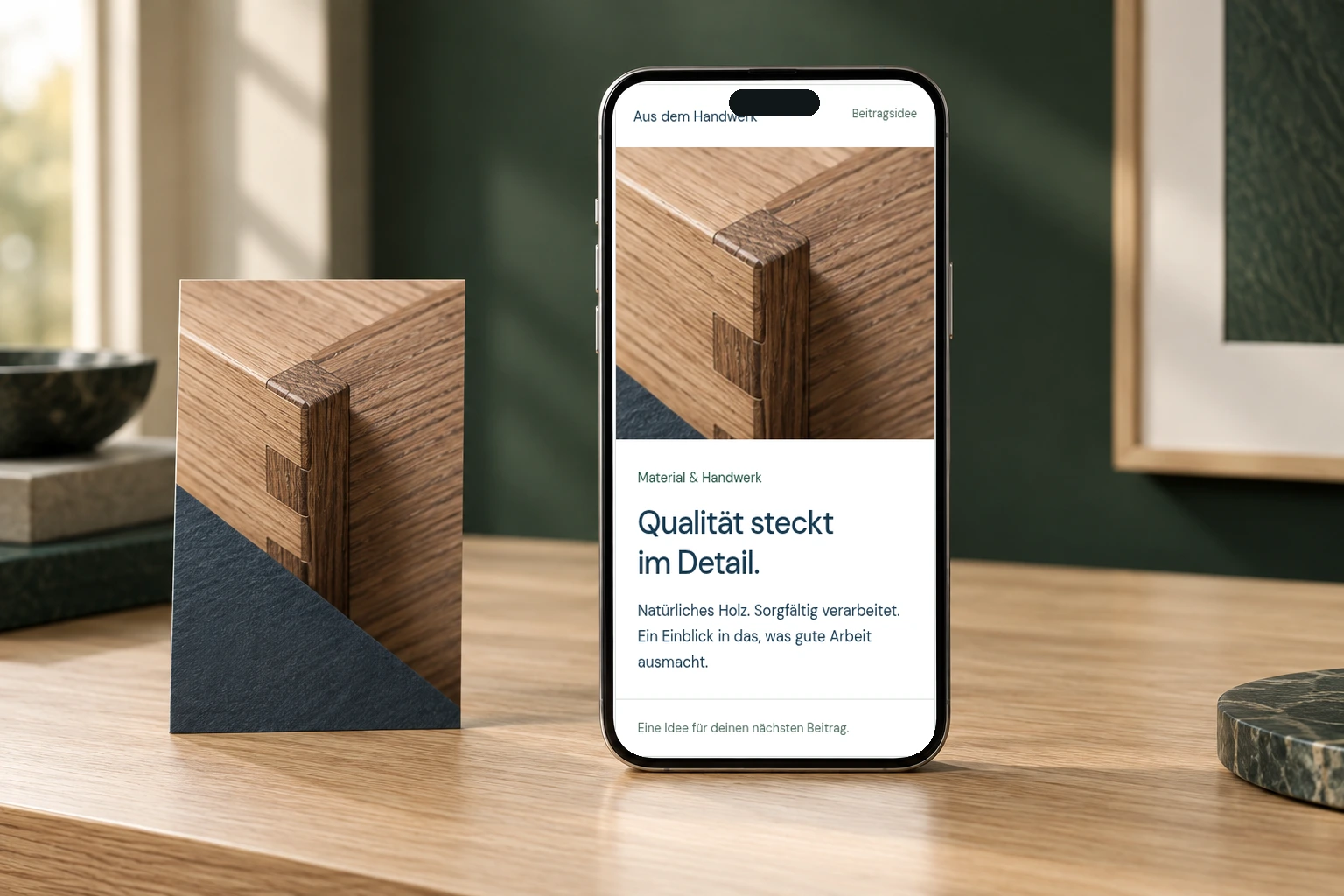 Eigene Beitragsgestaltung für einen Handwerksbetrieb auf dem Smartphone